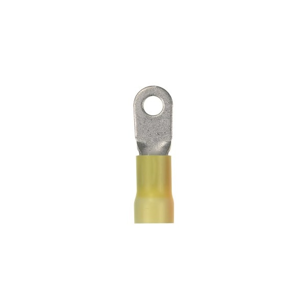 Ring Terminal, 1/4 in Stud Size, 4 AWG, 600 V, Vinyl Insulated, Yellow, 200 PK